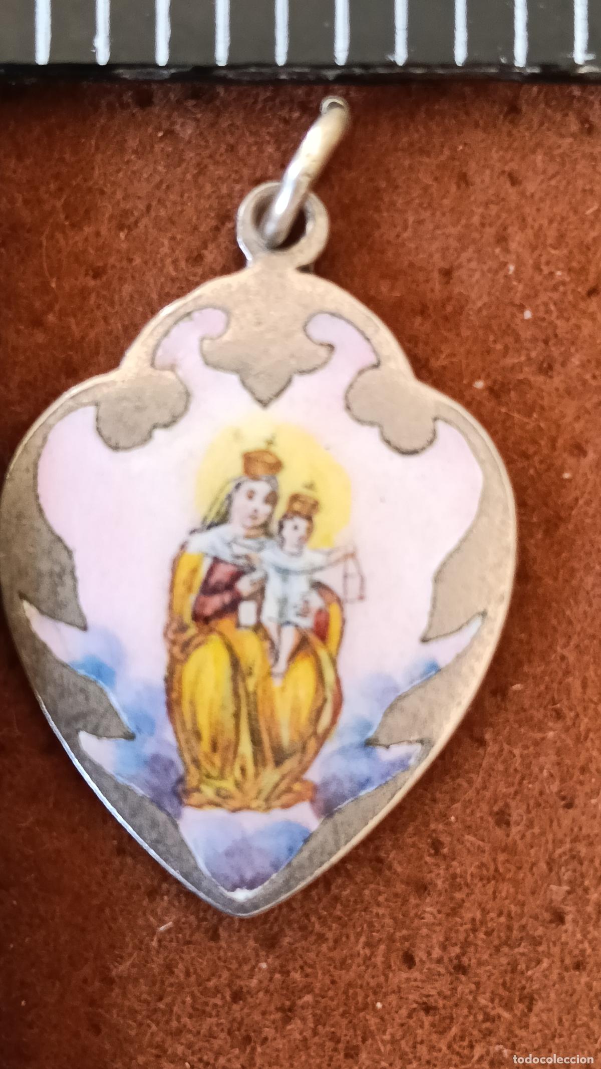 Antig&uuml;edades: ANTIGUA MEDALLA RELIGIOSA ESMALTADA VIRGEN MARIA CON NI&Ntilde;O JESUS, MINIATURA