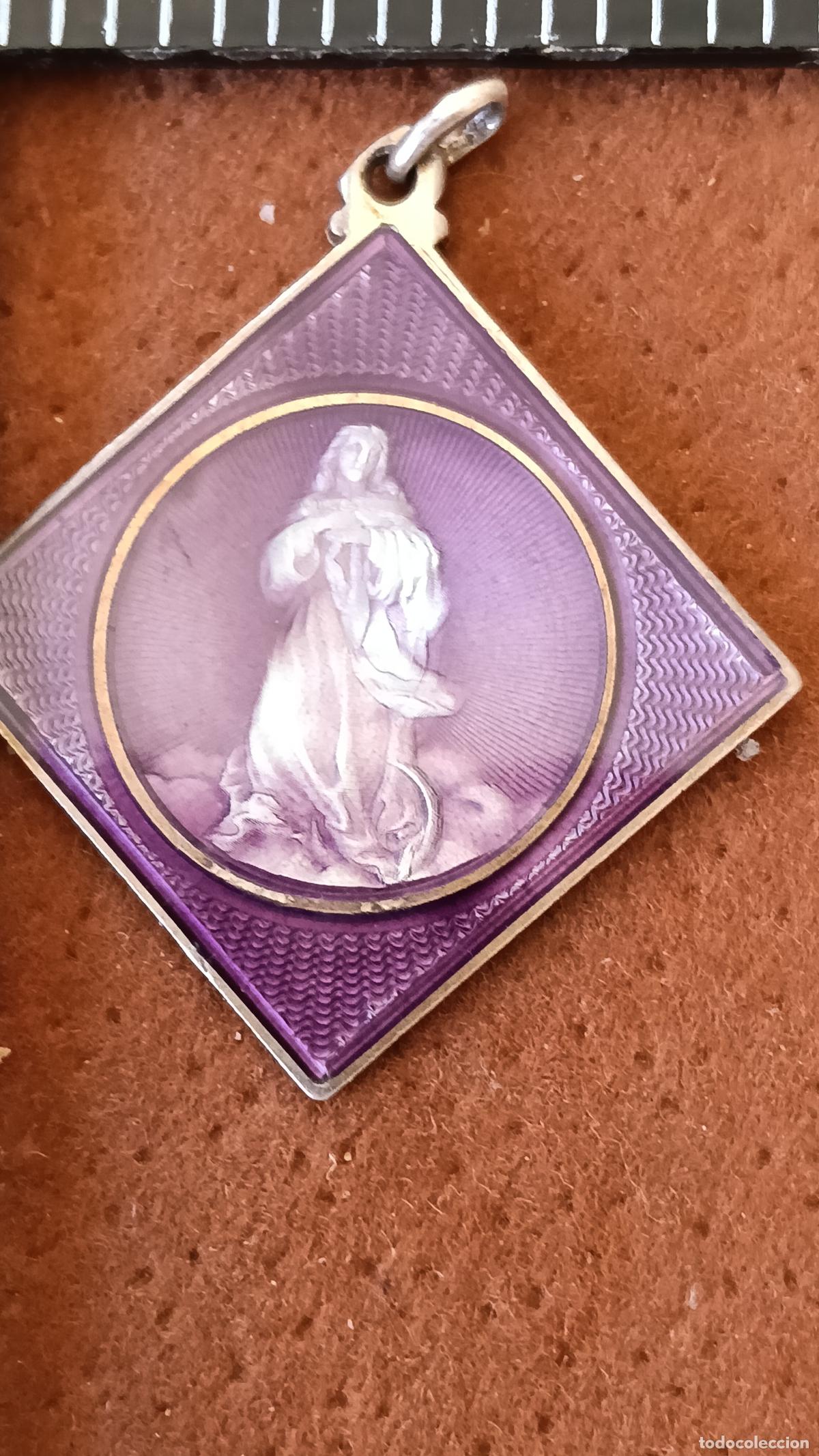 Antig&uuml;edades: ANTIGUA MEDALLA RELIGIOSA ESMALTADA VIRGEM INMACULADA CONCEPCION, MINIATURA