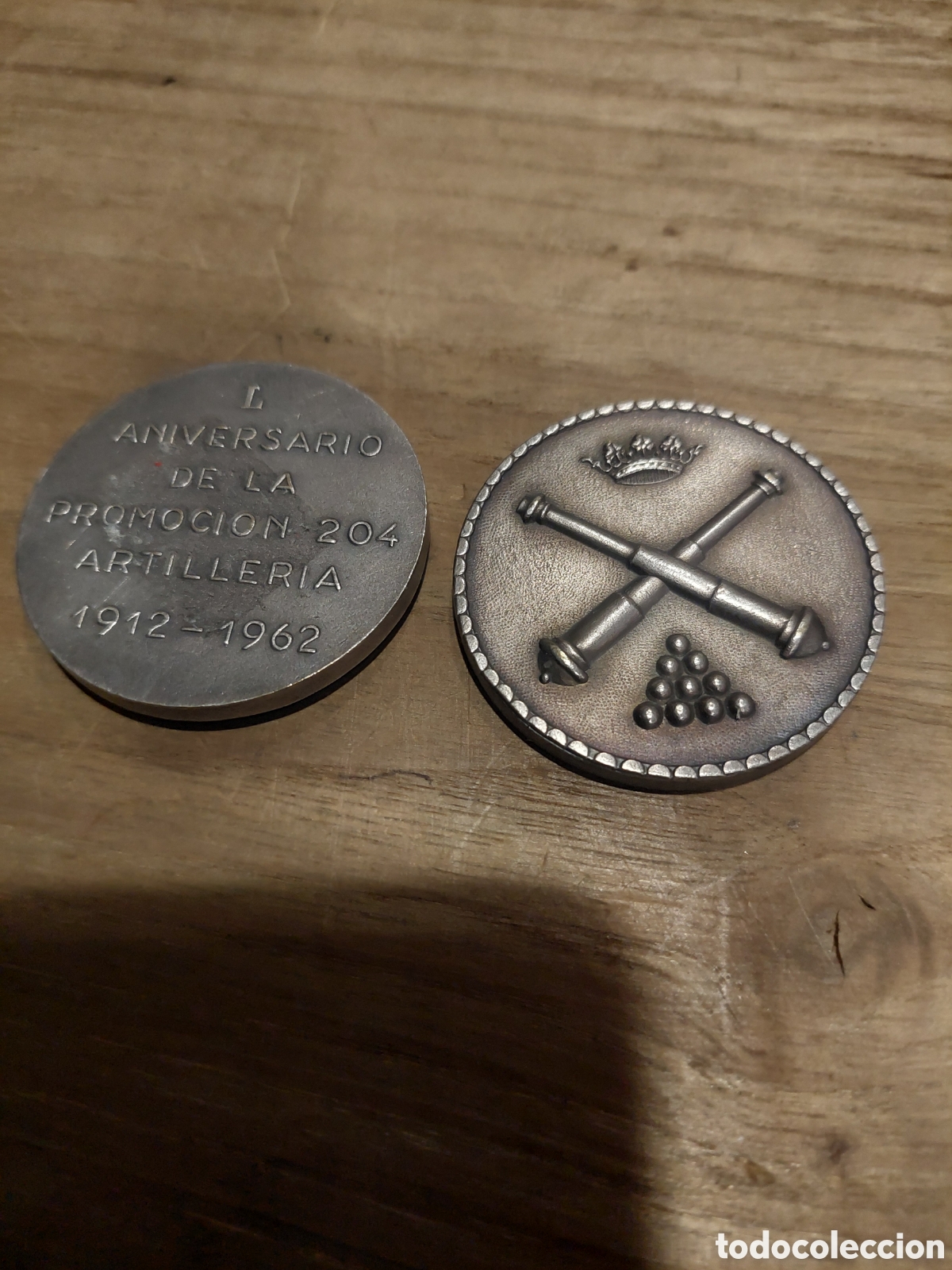 Antiquit&eacute;s: 2 MEDALLAS I ANIVERSARIO DE PROMOCION 204 ARTILLER&Iacute;A 1912/1962