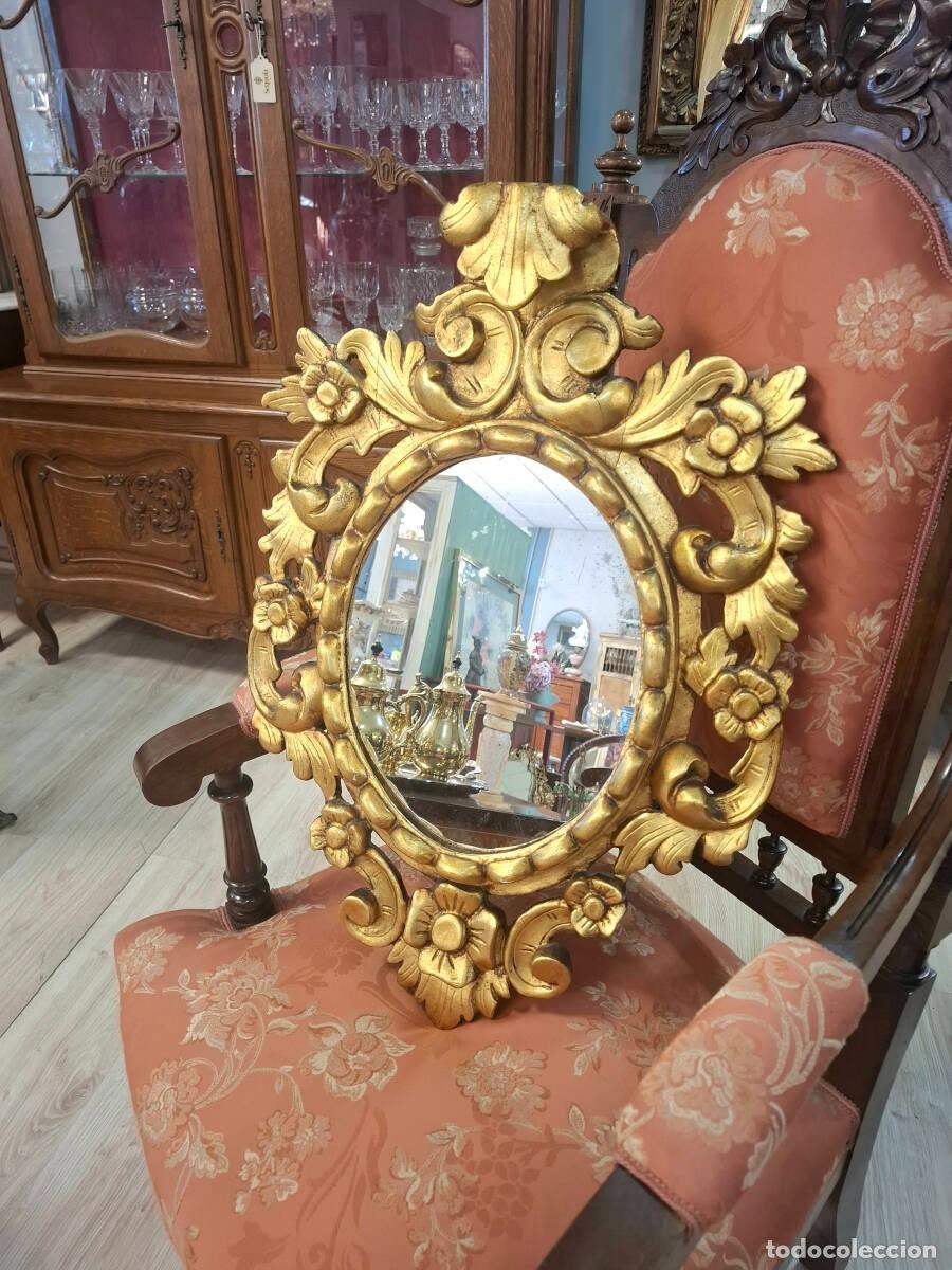 Antig&uuml;edades: Espejo cornucopia de madera en pan de oro - Foto 2