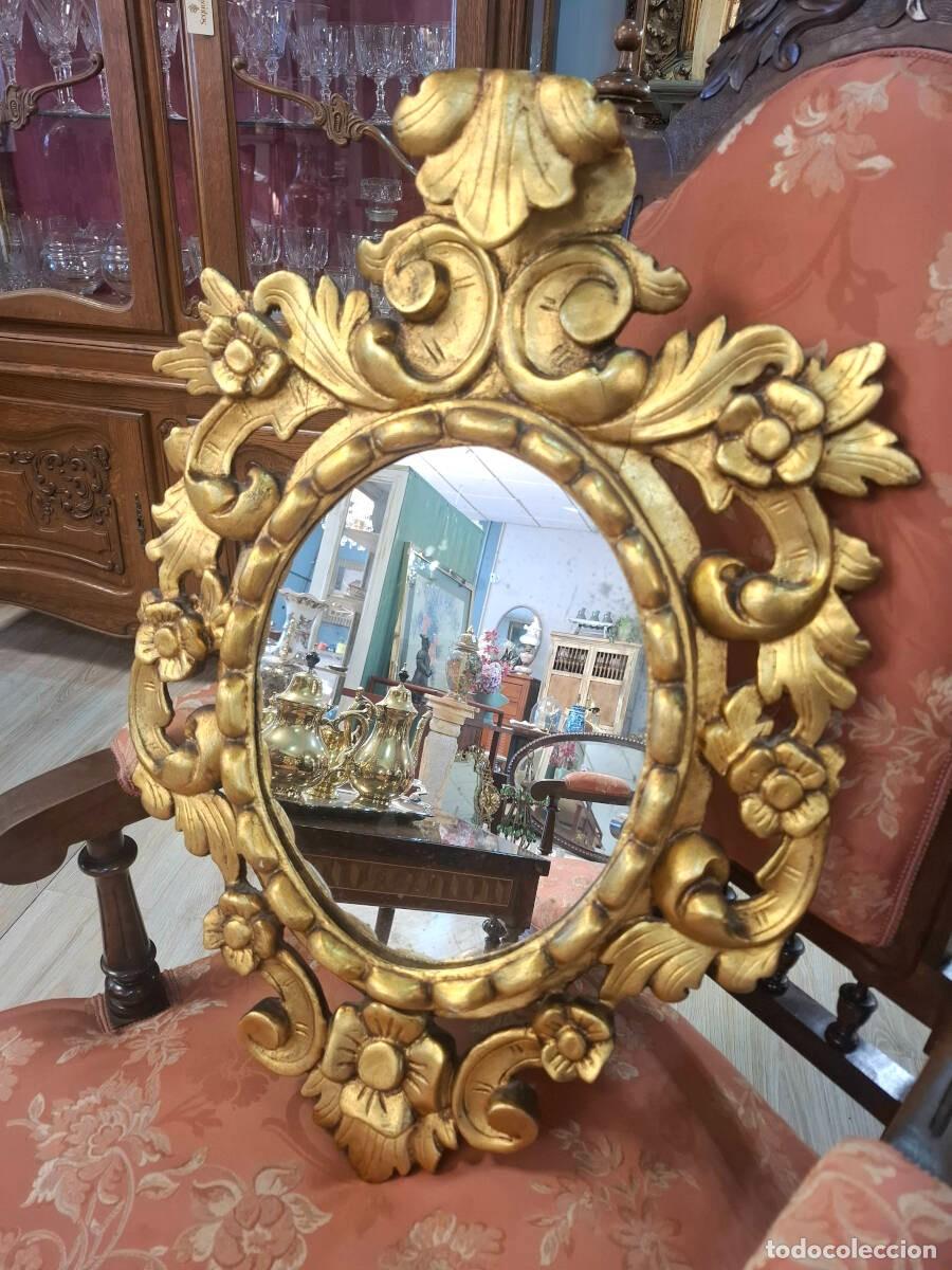 Antig&uuml;edades: Espejo cornucopia de madera en pan de oro - Foto 3