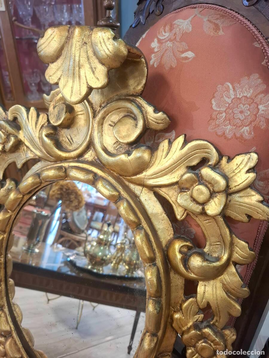 Antig&uuml;edades: Espejo cornucopia de madera en pan de oro - Foto 5