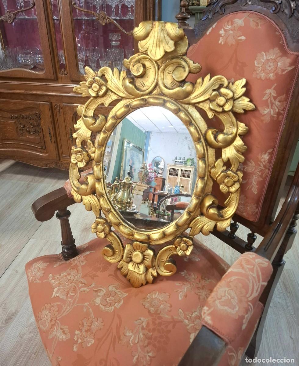 Antig&uuml;edades: Espejo cornucopia de madera en pan de oro - Foto 1