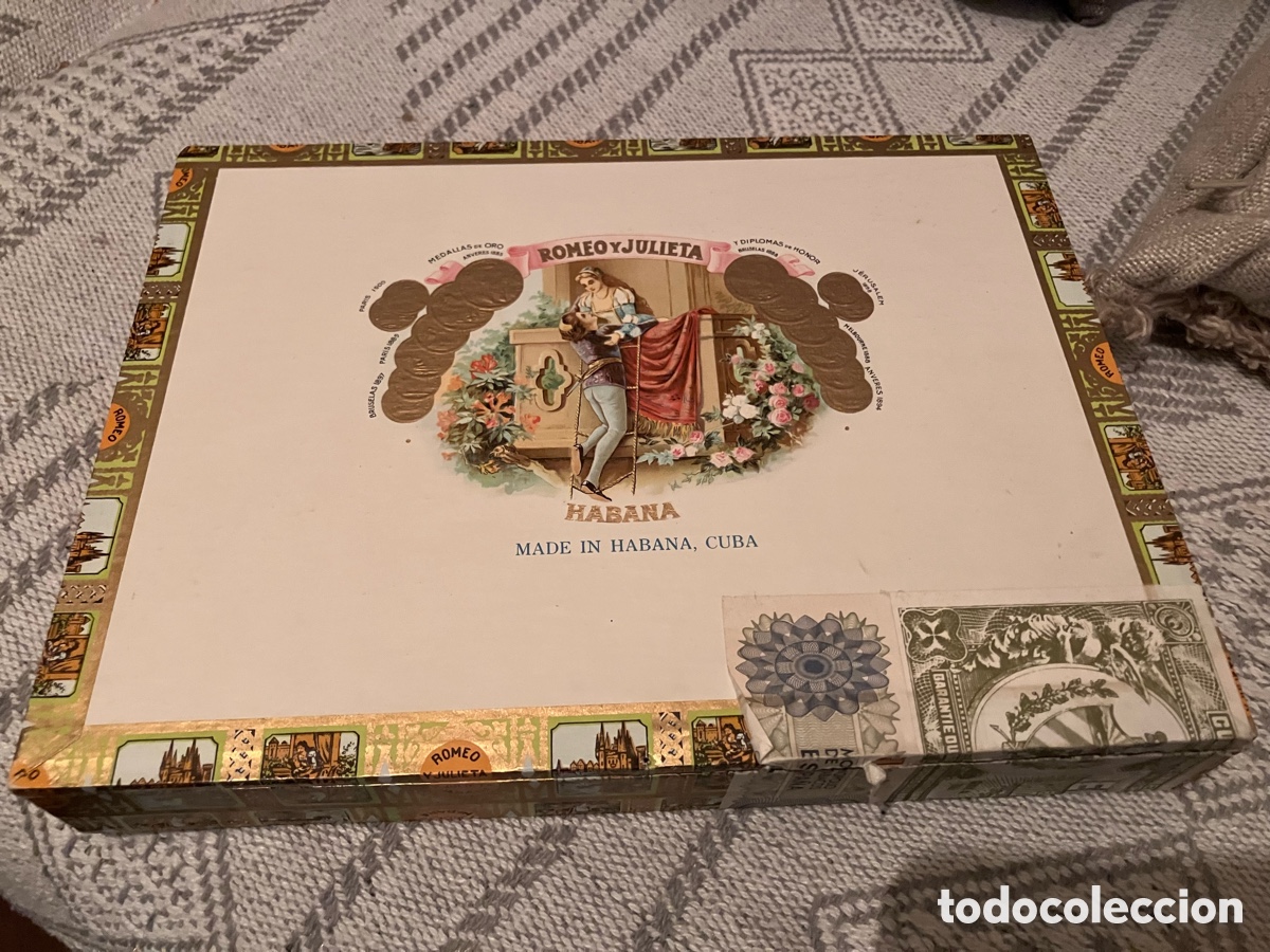 Antig&uuml;edades: Antigua caja puros Romeo y Julieta 10 romeo n1 tubos aluminio