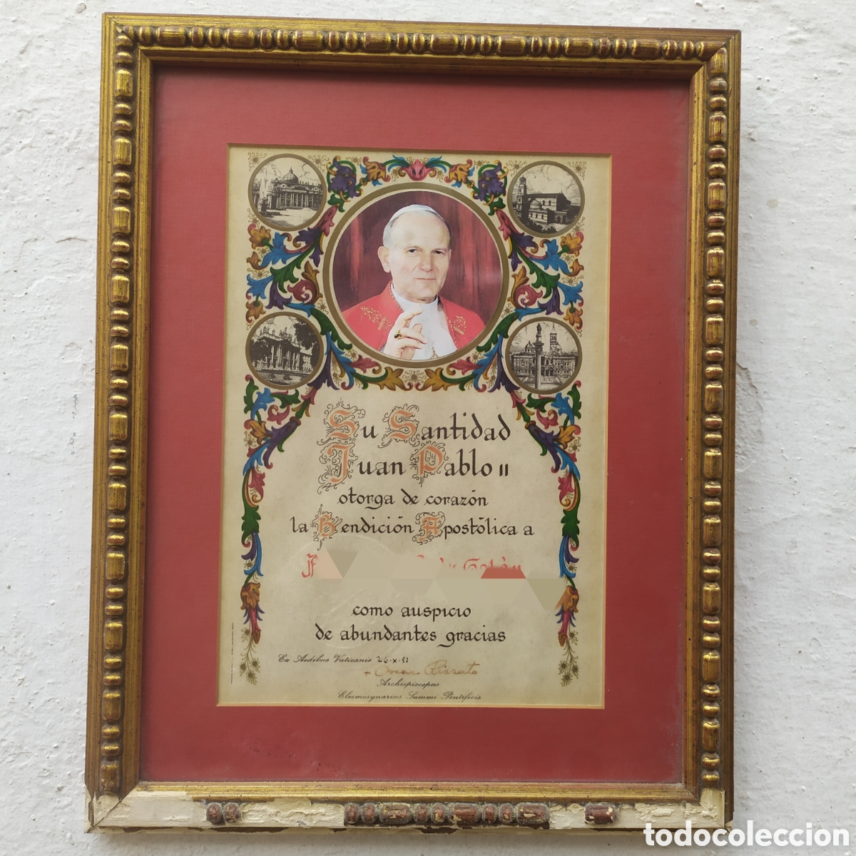 Antig&uuml;edades: Bendici&oacute;n apost&oacute;lica del Papa Juan Pablo II