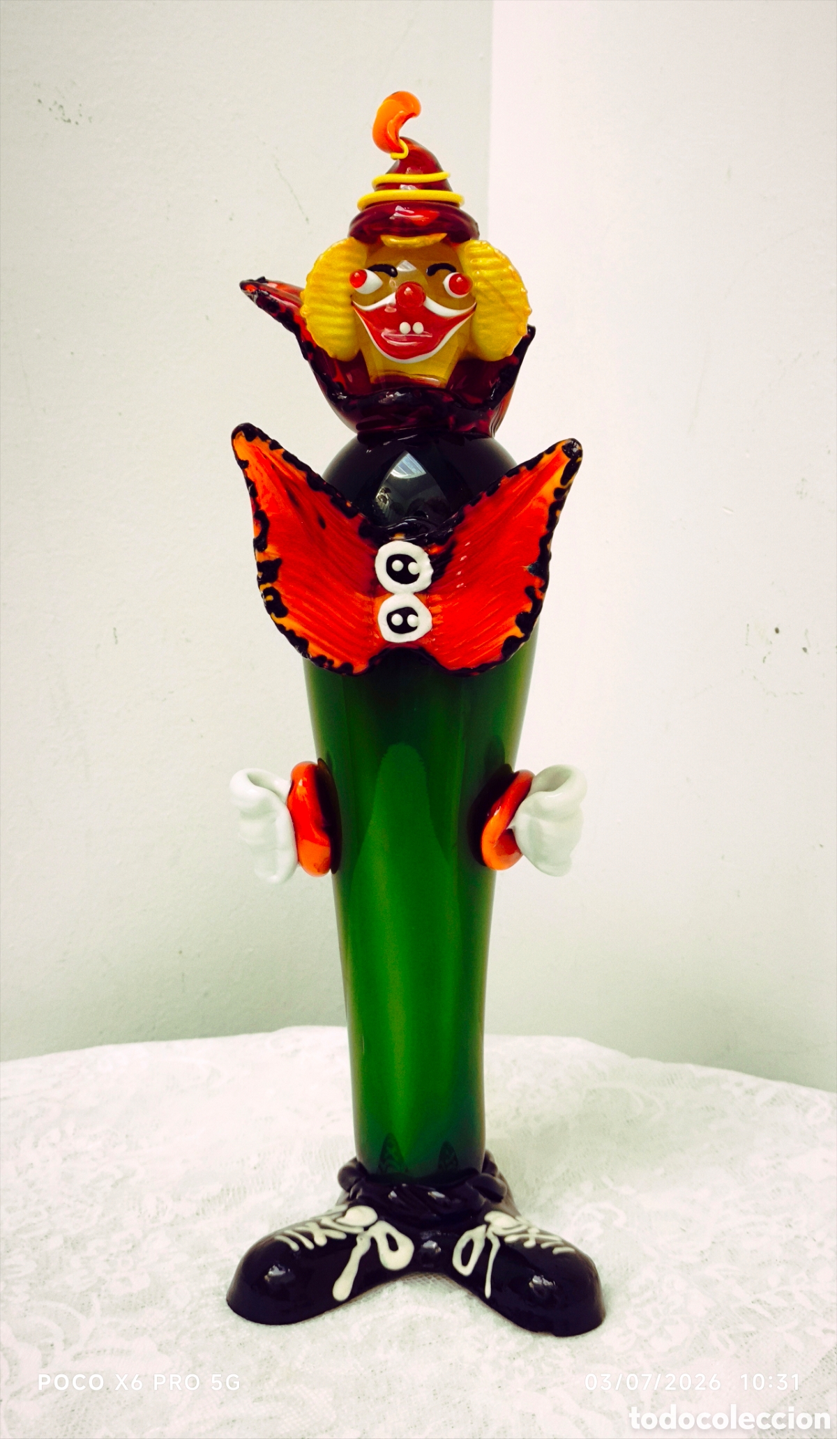 Antig&uuml;edades: Figura de payaso de cristal de Murano, de gran tama&ntilde;o. Una pieza decorativa &uacute;nica. - Altura de 33c
