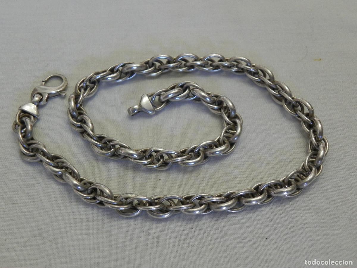 Antig&uuml;edades: ** PRECIOSA CADENA COLLAR TRIPLE ESLABON DE PLATA CONTRASTADA **