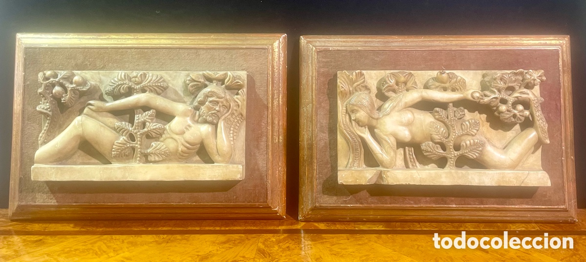 Antig&uuml;edades: Pareja de Altorelieves de Alabastro