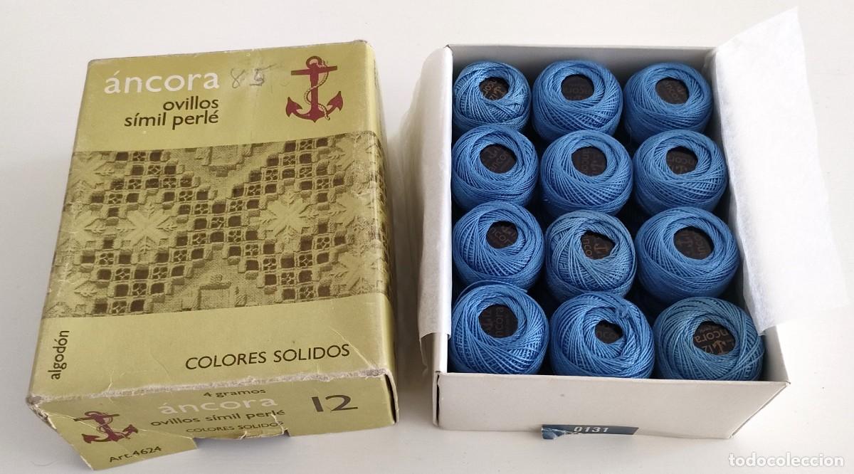 Antig&uuml;edades: Antigua caja de 24 ovillos &Aacute;ncora S&iacute;mil Perl&eacute;. Fabra Coats (03)