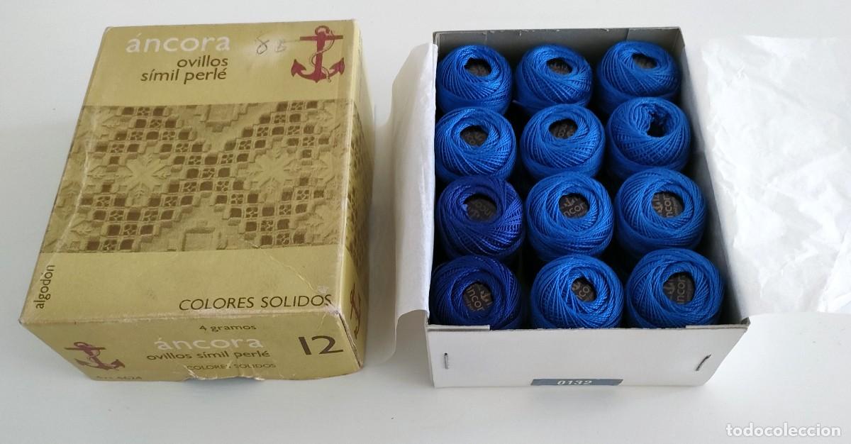 Antig&uuml;edades: Antigua caja de 24 ovillos &Aacute;ncora S&iacute;mil Perl&eacute;. Fabra Coats (07)
