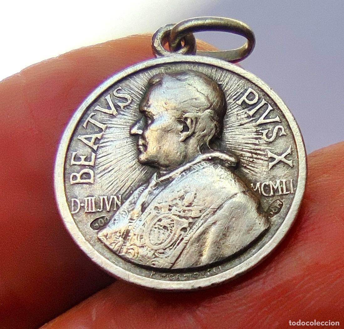 Antig&uuml;edades: Medalla de Pio X en plata BEATVS PIVS X Pesa 2,37 grs.