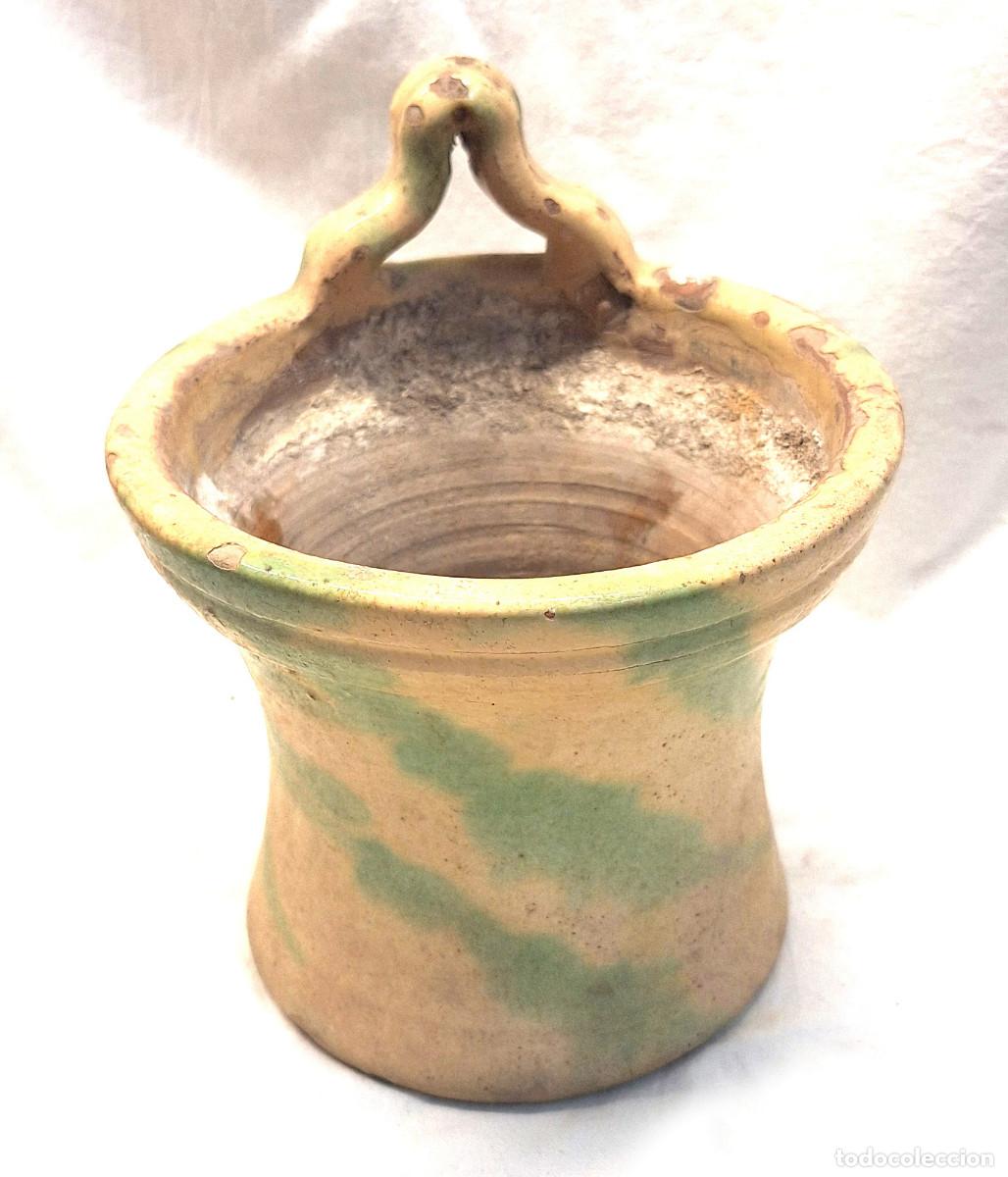 Oggetti Antichi: Cucharero Ceramica Popular Catalana Esmaltado Cullerer. Med. 17 cm