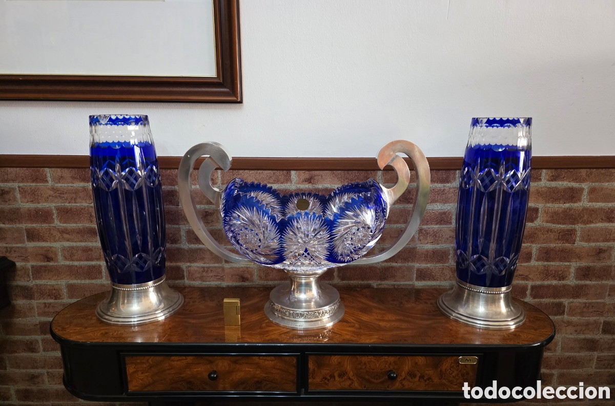 Antig&uuml;edades: Exceptional juego de plata y cristal de Bohemia