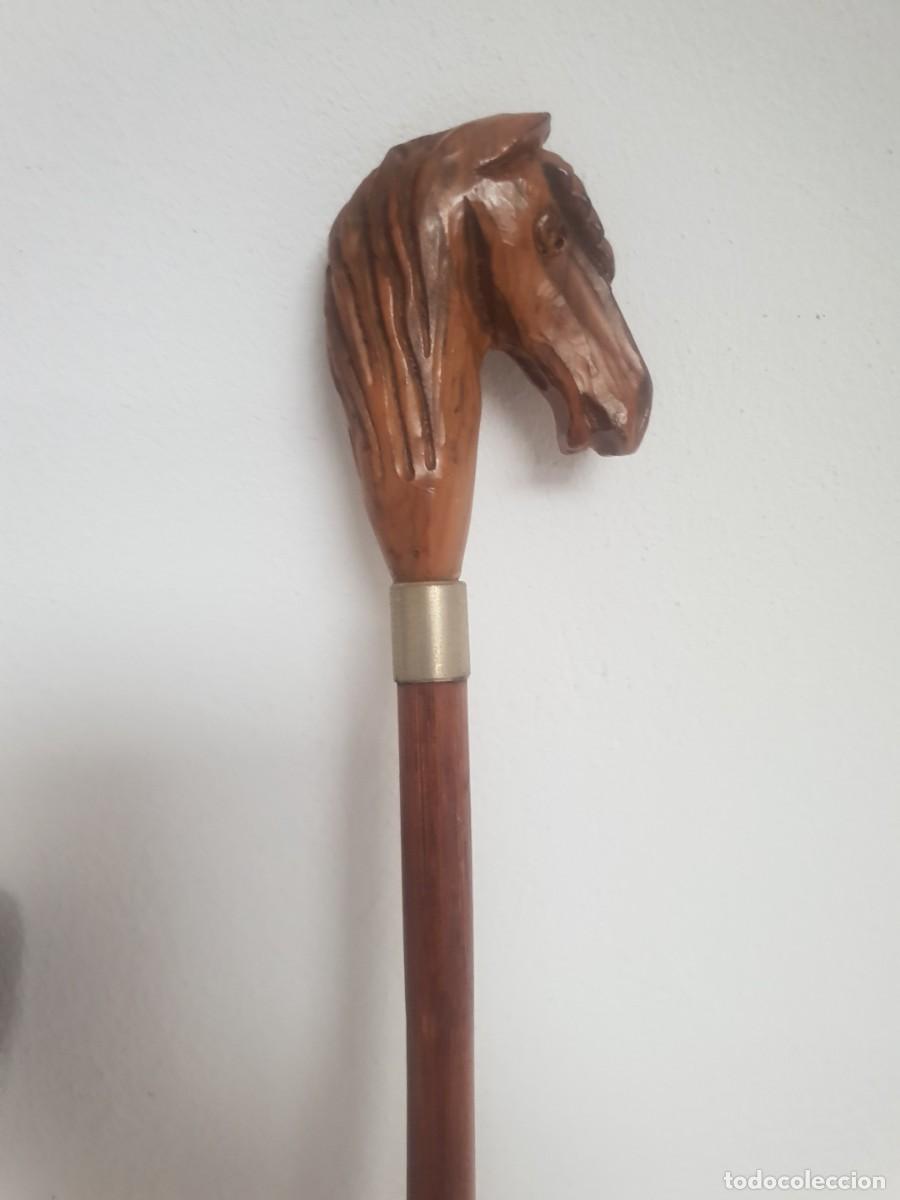 Antig&uuml;edades: Baston fusta madera cabeza caballo