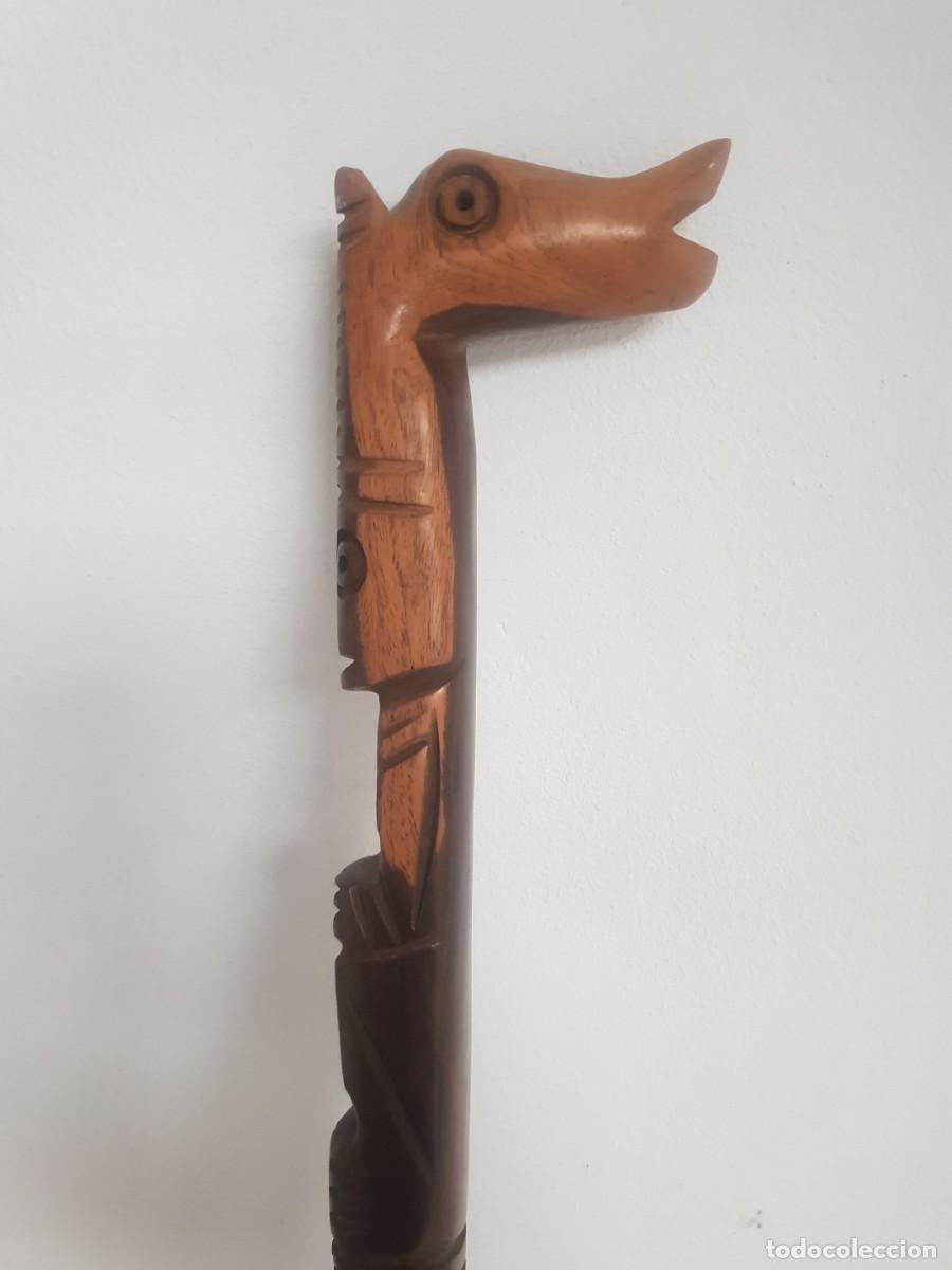 Antig&uuml;edades: Baston madera teka cabeza de caballo - Foto 1