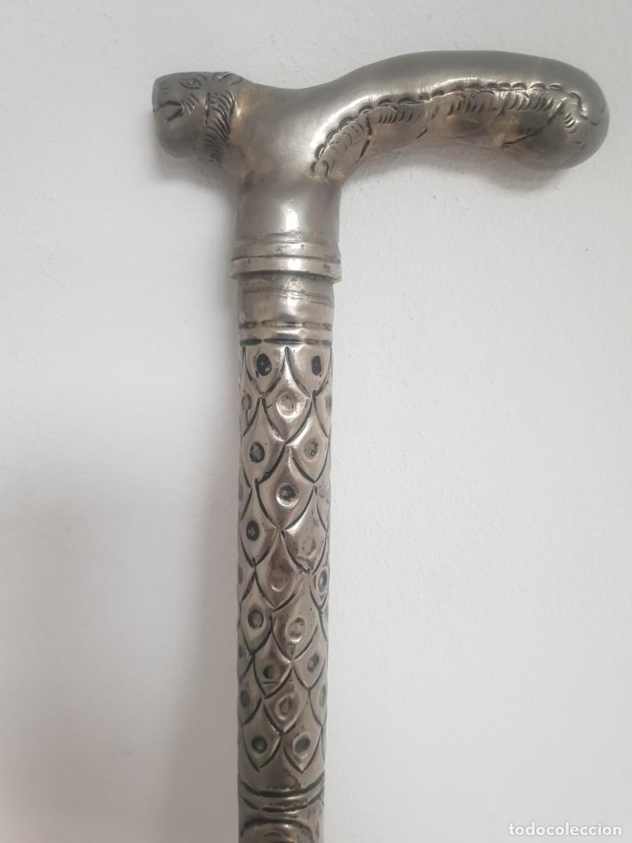 Antig&uuml;edades: Baston de metal plateado desmontable