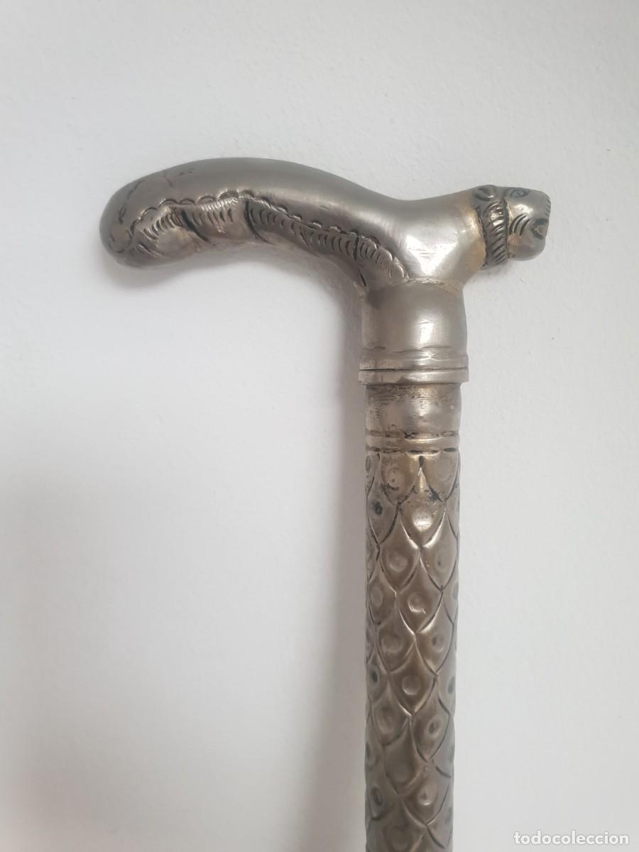 Antig&uuml;edades: Baston de metal plateado desmontable - Foto 2