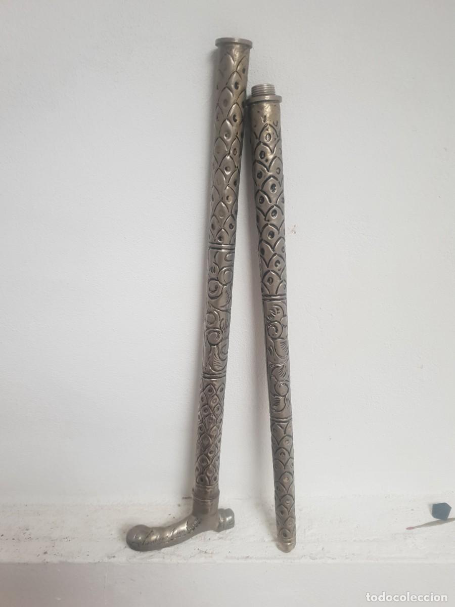 Antig&uuml;edades: Baston de metal plateado desmontable - Foto 4