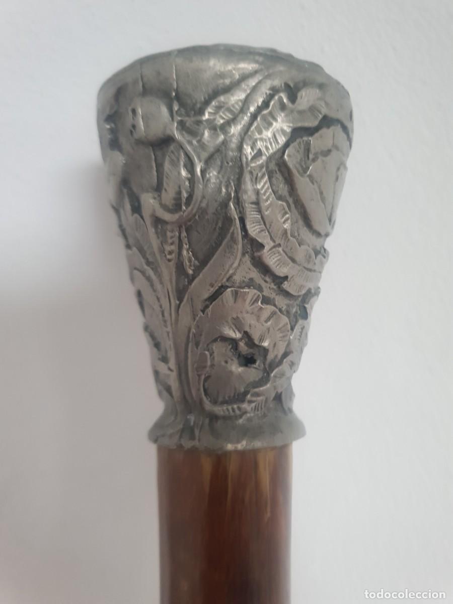 Antig&uuml;edades: Baston mango esta&ntilde;o o peltre - Foto 1