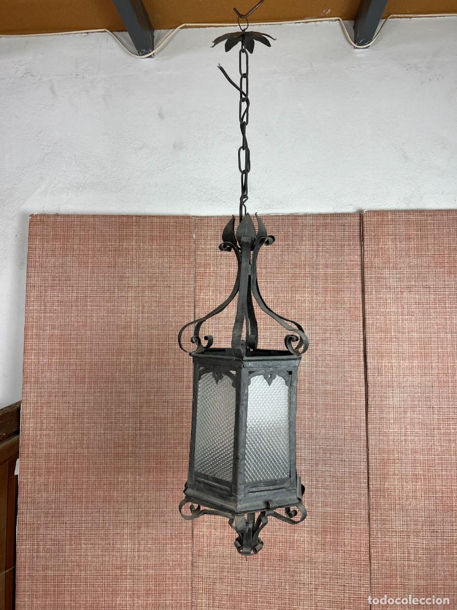 Antig&uuml;edades: L&aacute;mpara Farol antiguo hierro forjado