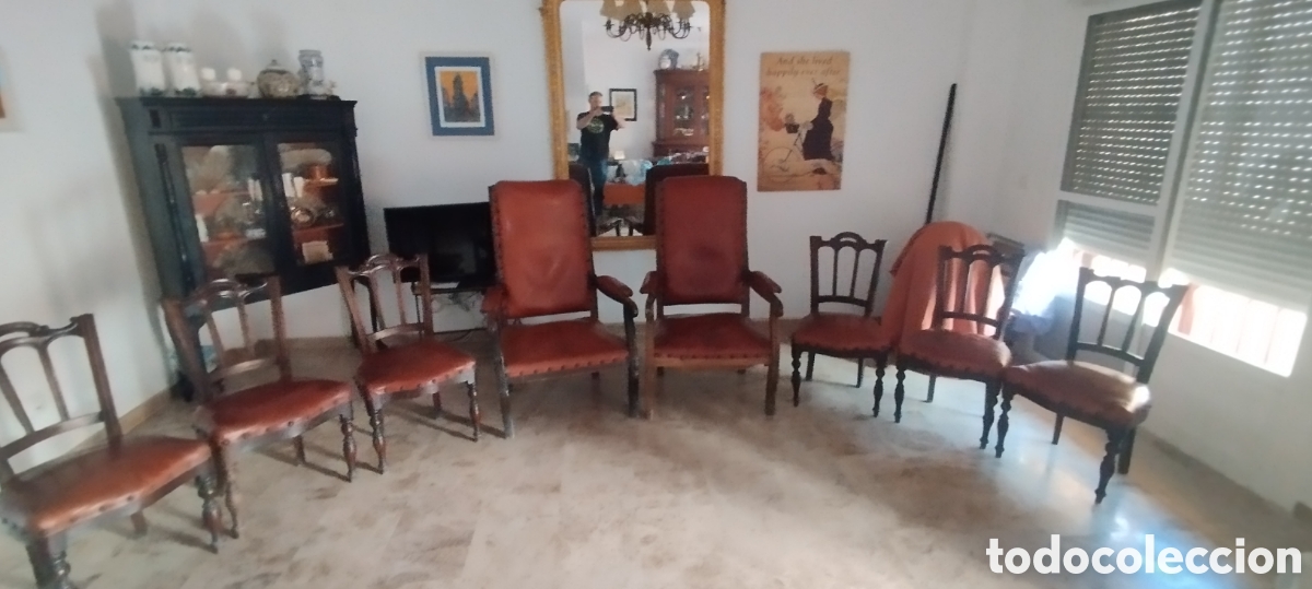 Antig&uuml;edades: Conjunto de sillas y sillones de estilo Isabelino/Alfonsino