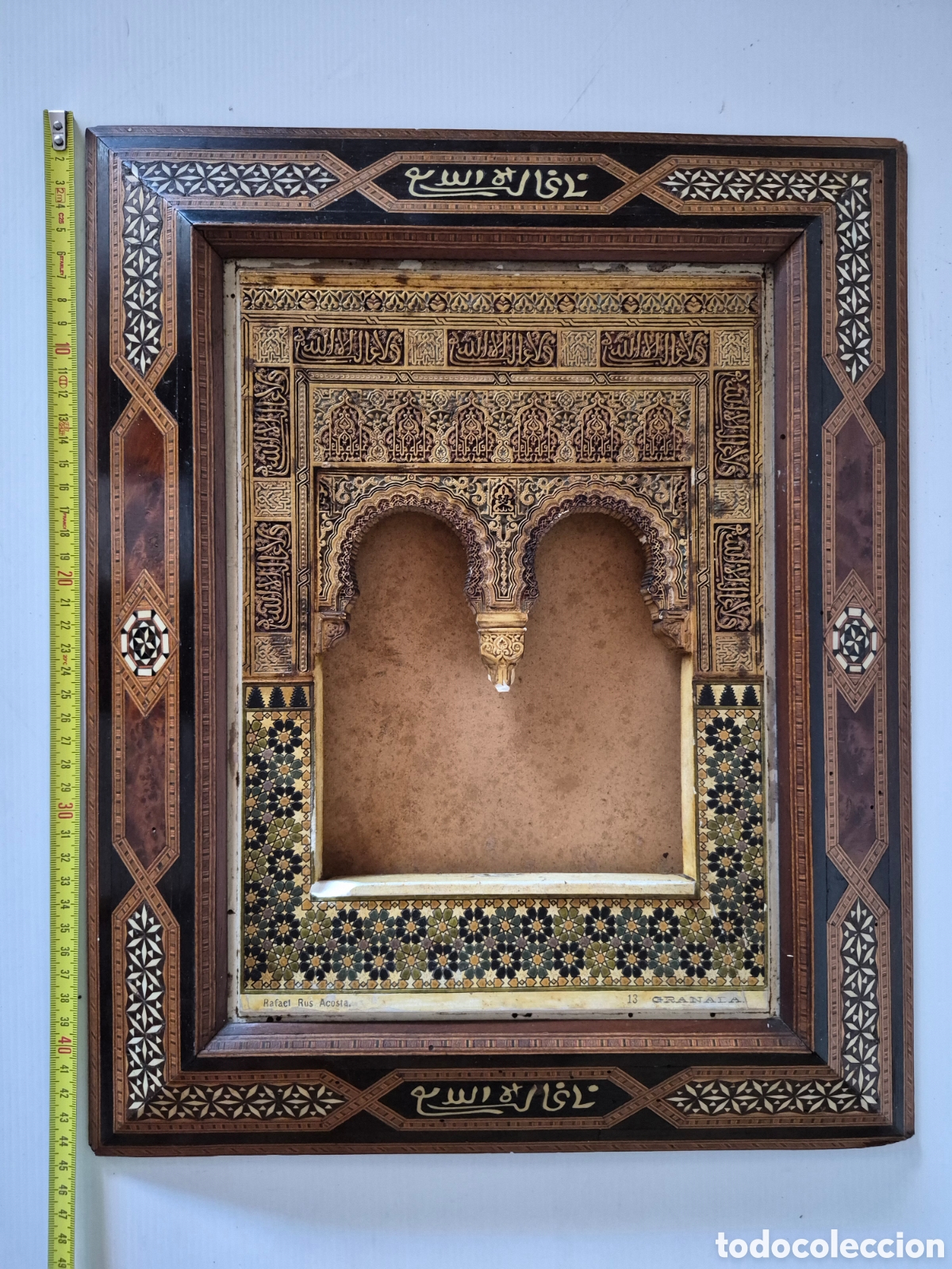 Antiquit&eacute;s: RAFAEL RUS ACOSTA - 13 GRANADA , VENTANA DE LA ALHAMBRA DE GRANADA, MARCO TARACEA.