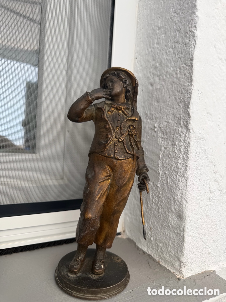 Antig&uuml;edades: Pareja de esculturas antiguas en calamina (regule) con p&aacute;tina bronce &ndash; Finales del siglo XIX