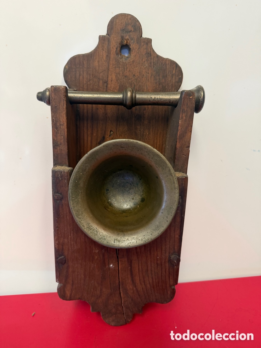 Antiguidades: Mortero Bronce Antiguo con Soporte