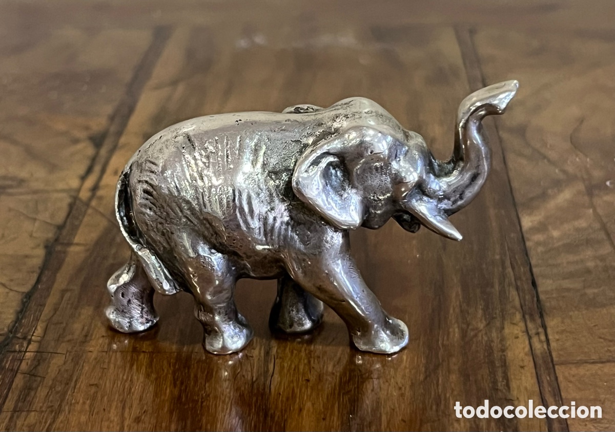 Antig&uuml;edades: ELEFANTE DE PLATA MACIZO - Foto 3
