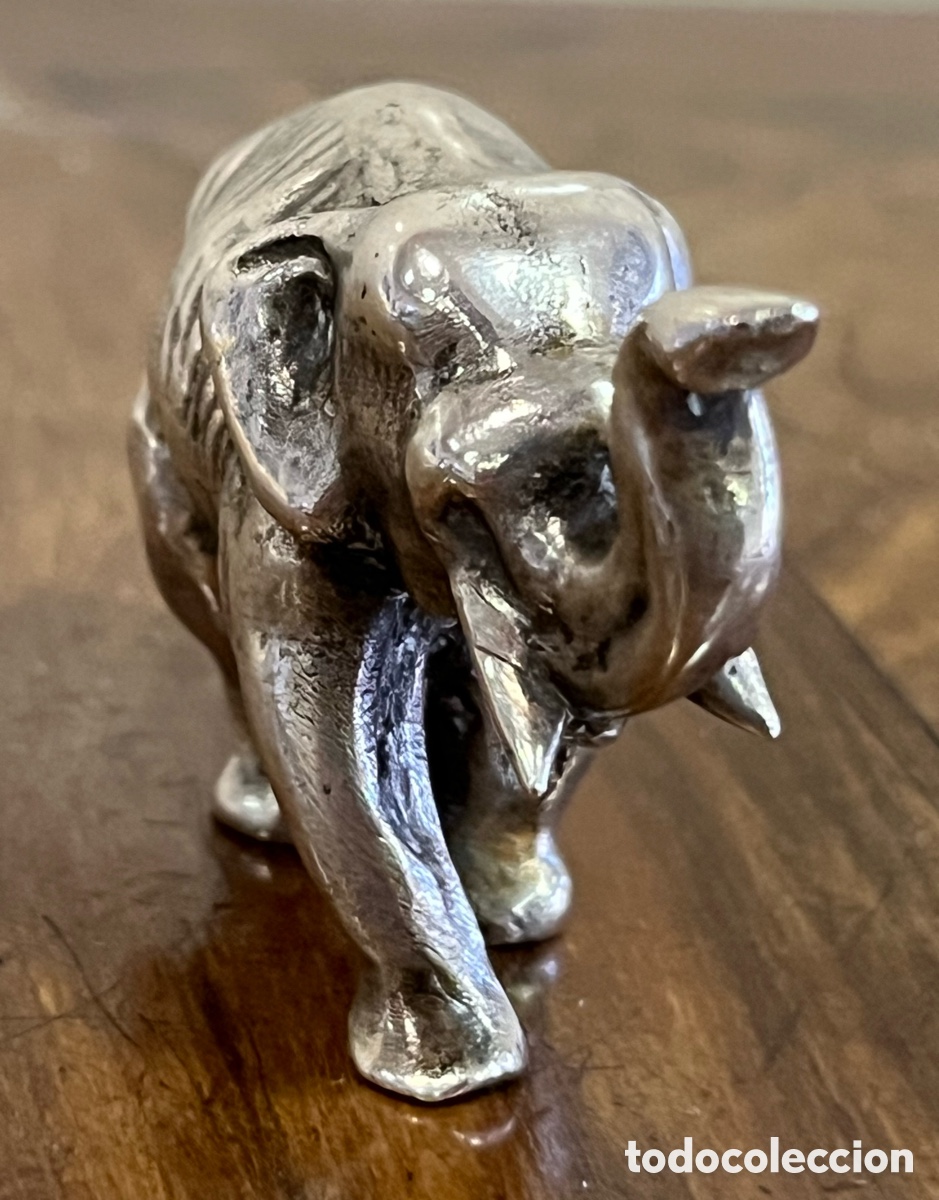 Antig&uuml;edades: ELEFANTE DE PLATA MACIZO - Foto 4