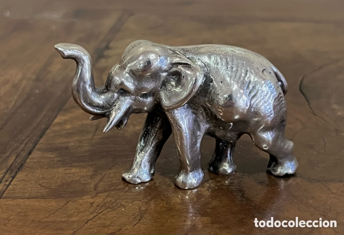 Antig&uuml;edades: ELEFANTE DE PLATA MACIZO - Foto 5