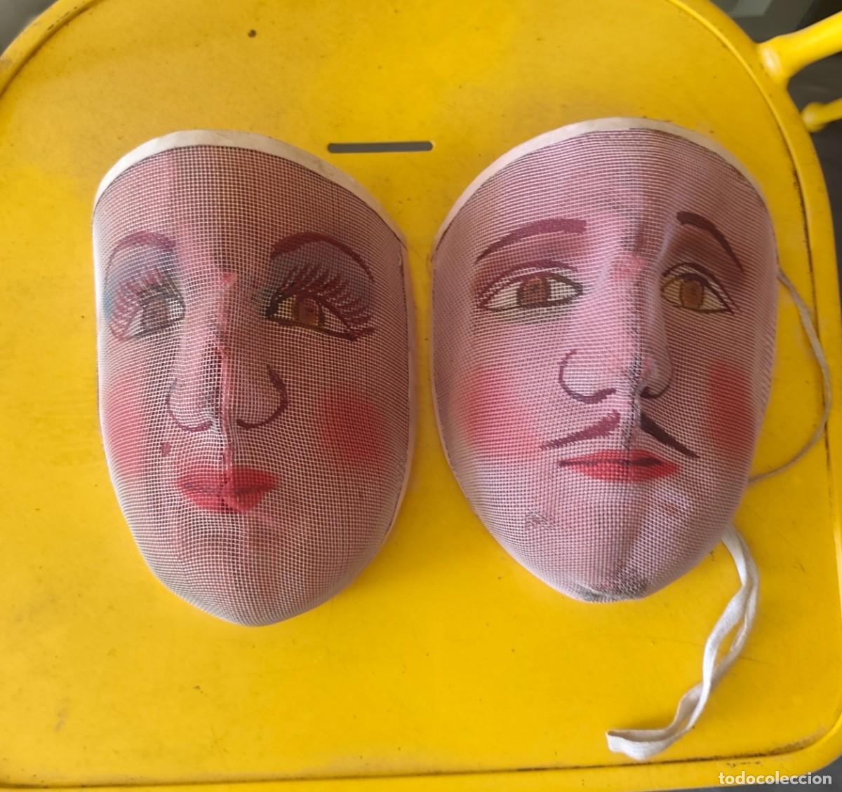 Antig&uuml;edades: Pareja de M&aacute;scaras teatro carnaval alambre pp xx