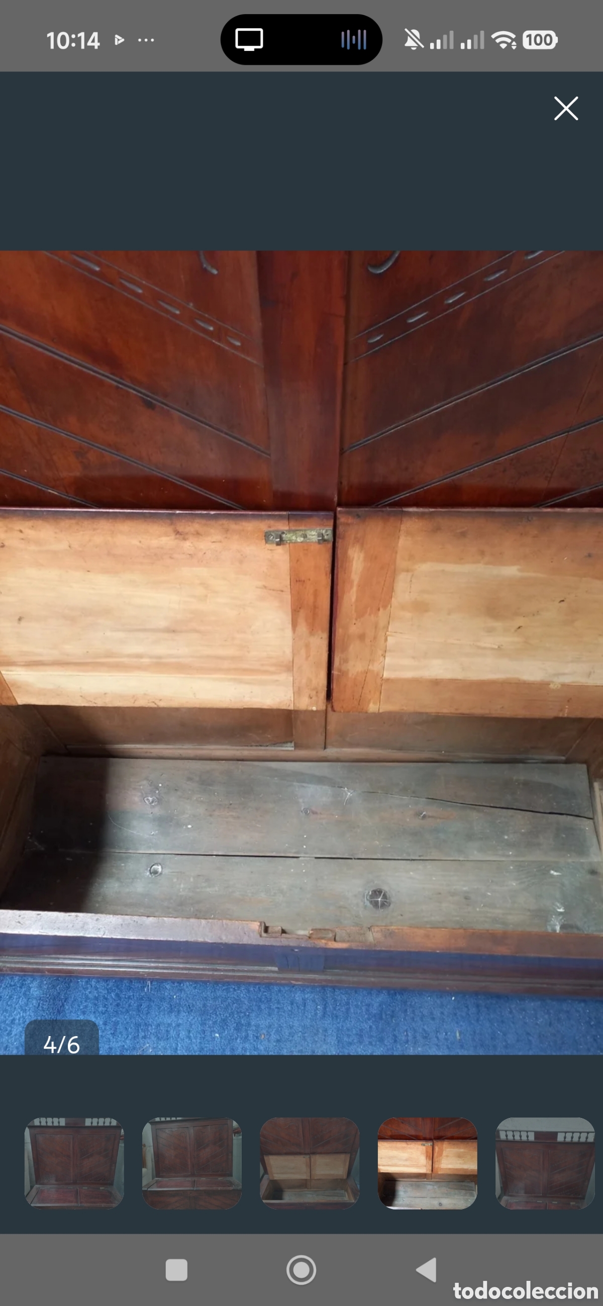 Antig&uuml;edades: Banco esca&ntilde;o antiguo de madera con arc&oacute;n ba&uacute;l - Foto 4