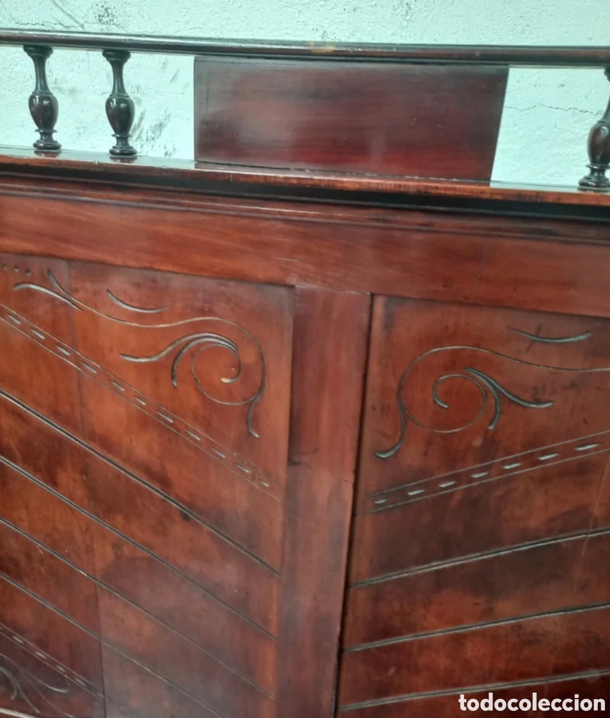 Antig&uuml;edades: Banco esca&ntilde;o antiguo de madera con arc&oacute;n ba&uacute;l - Foto 6