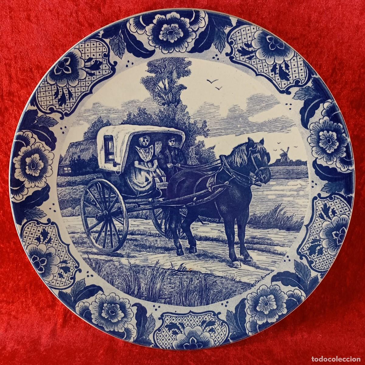 Antiquit&eacute;s: PLATO DE DELFT - HOLLAND - HOLANDA - DELFT BLUE - 38.5 CM / 3732-4