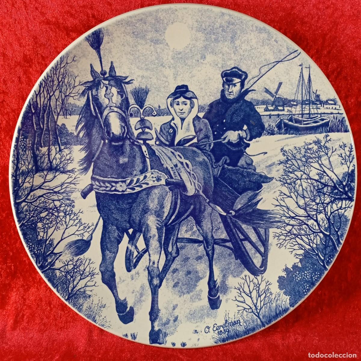 Antiquit&eacute;s: PLATO DE DELFT - HOLLAND - HOLANDA - DELFT BLAUW CHEMKEFA - 33,5 CM / 3732-5