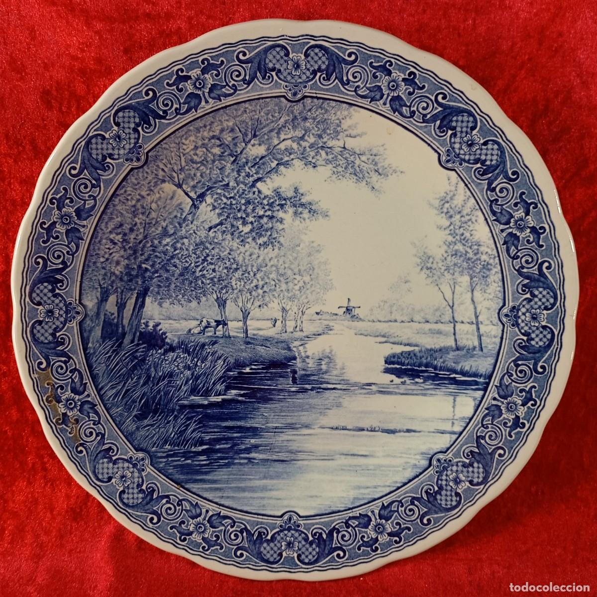 Antig&uuml;edades: PLATO DE DELFT - HOLLAND - HOLANDA - DELFTS - BY BOCH - BELGIUM - ROYAL SPHINX - 30,5 CM / 3732-10