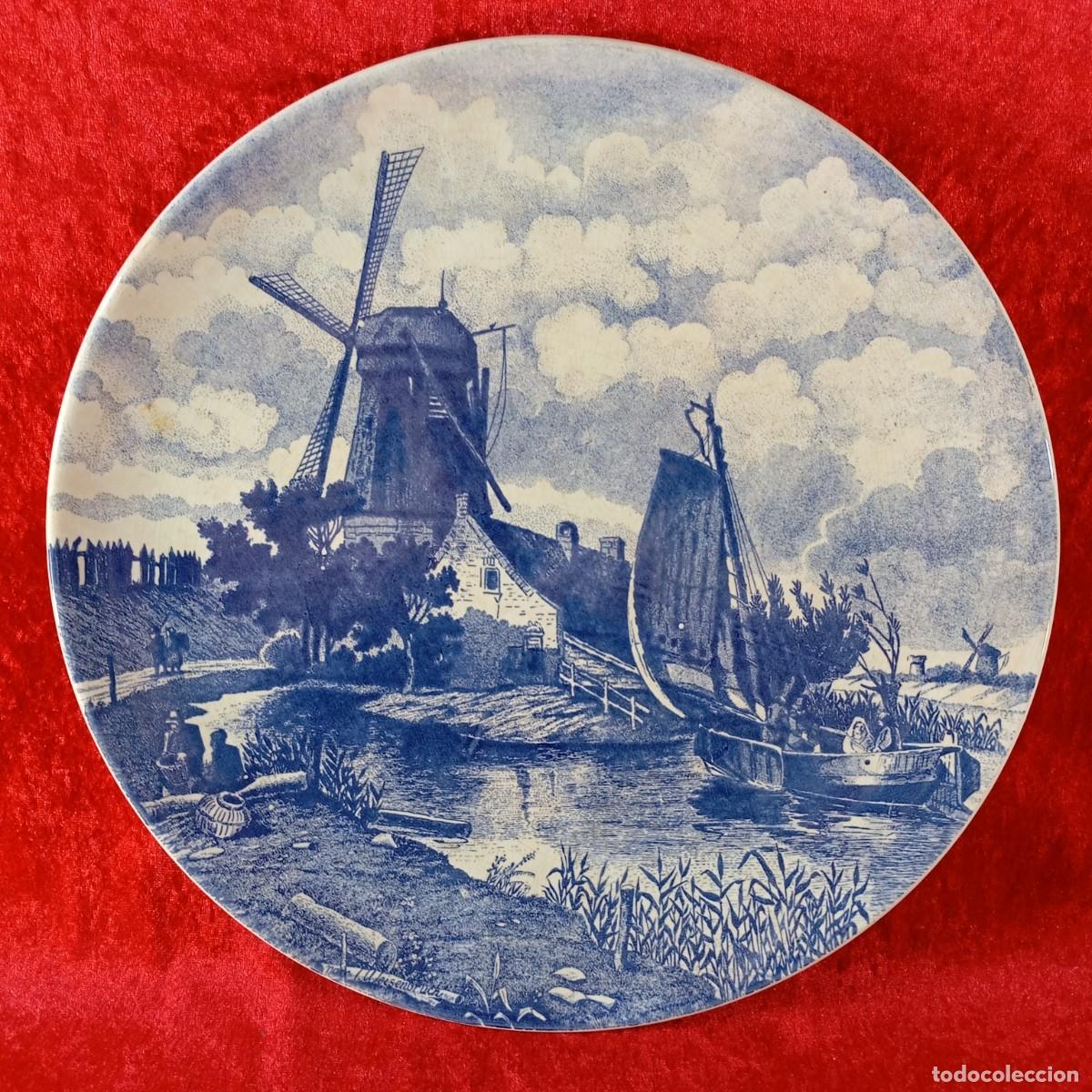 Antig&uuml;edades: PLATO DE DELFT - HOLLAND - HOLANDA - DELFTS -BLAUW - CHEMKEFA - 33,5 CM / 3732-12