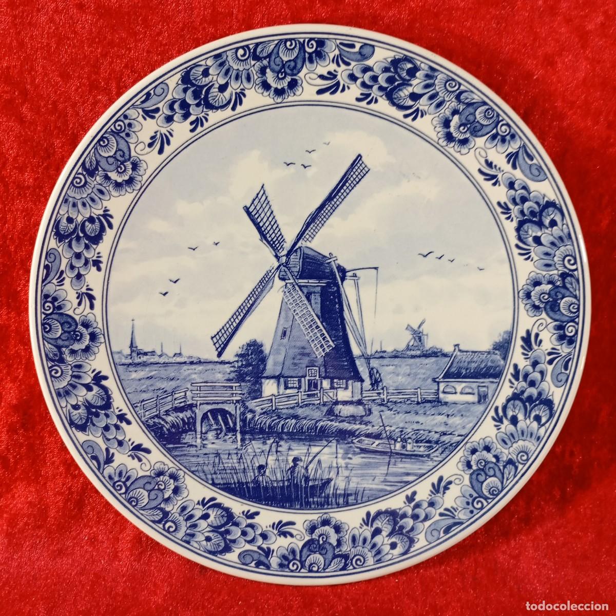 Antig&uuml;edades: PLATO DE DELFT - DELFT BLUE 3710 V - DUTCH HANDICRAFT - MADE IN HOLLAND - HOLANDA - 21 CM / 3075-6