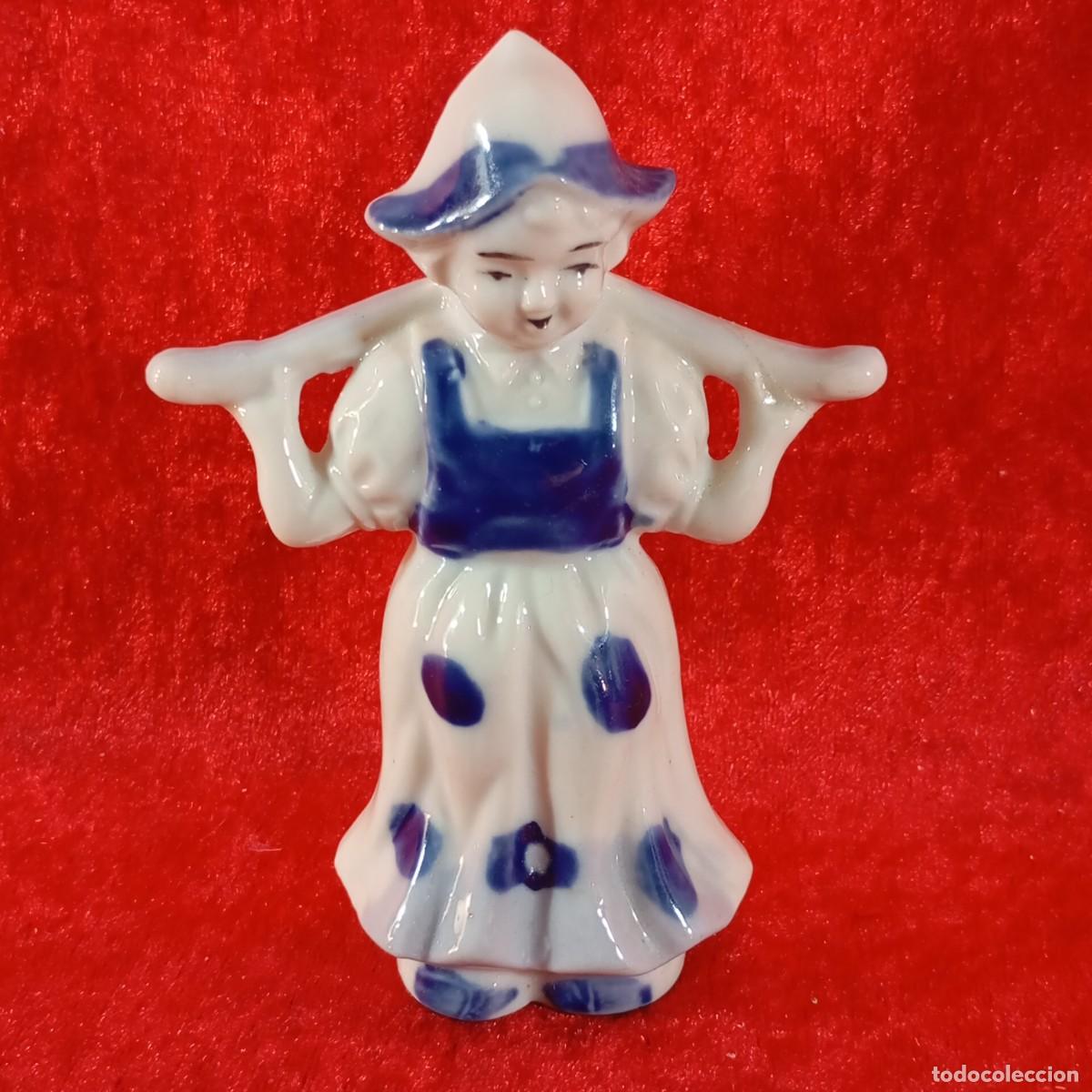 Antig&uuml;edades: PASTORCITA - FIGURA PORCELANA HOLANDESA - BRETONA - DELFT HOLLAND - HOLANDA - 11,5 CM / 3079