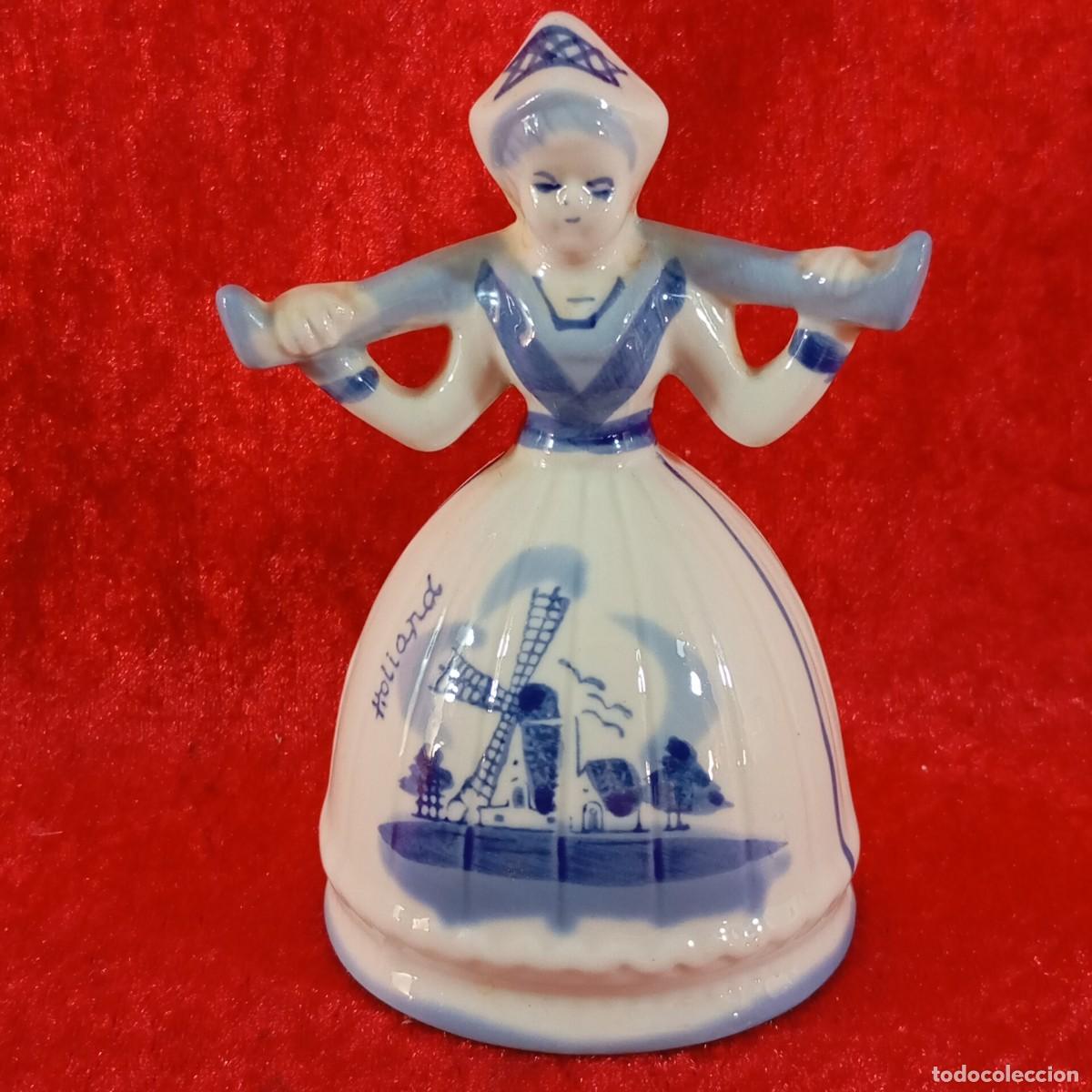 Antig&uuml;edades: PASTORCITA - FIGURA PORCELANA HOLANDESA - BRETONA - DELFT HOLLAND - HOLANDA - 12 CM / 3080