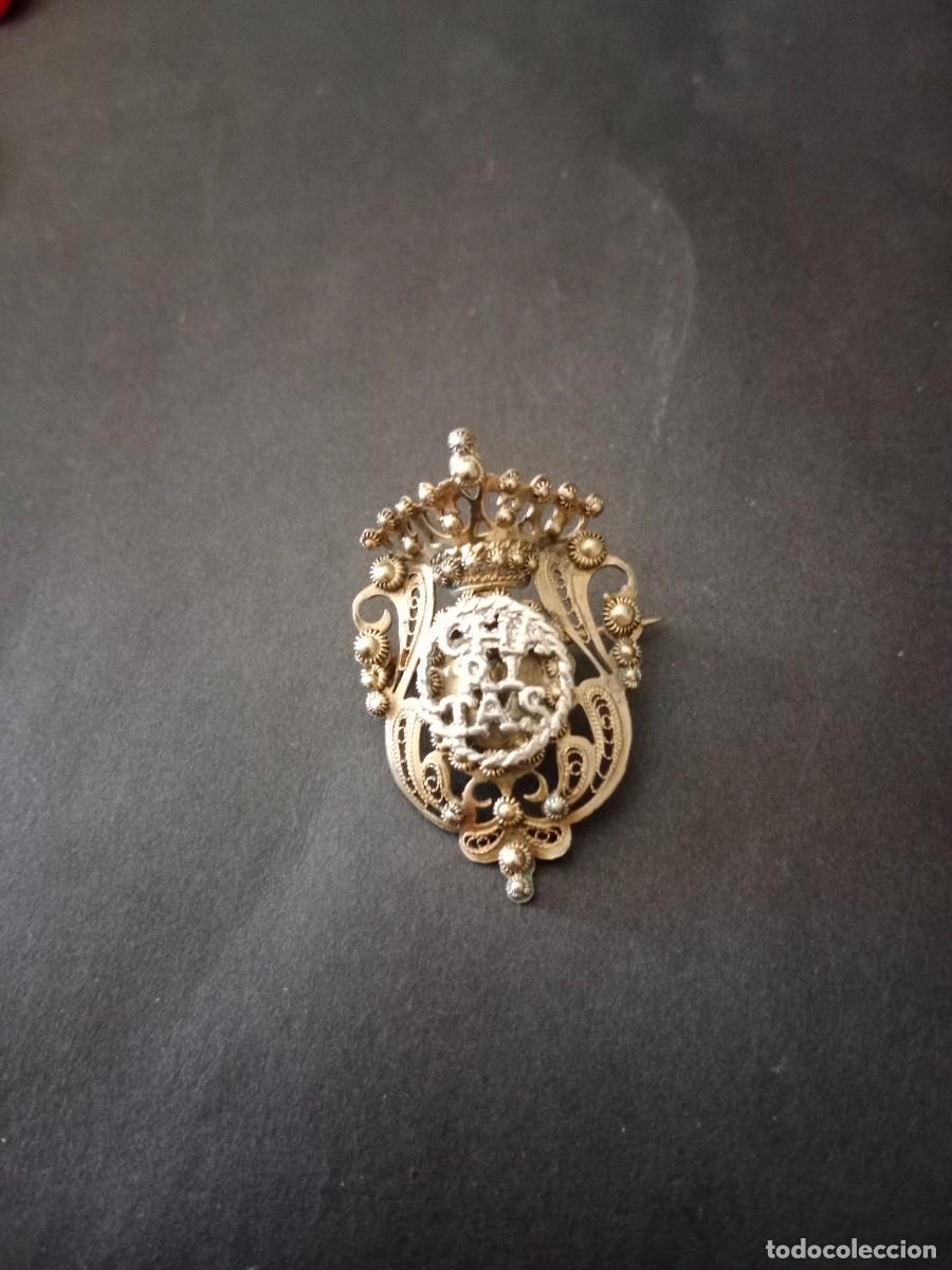 Antig&uuml;edades: ANTIGUA Y RARA INSIGNIA BROCHE EN FILIGRANA DE PLATA - CHARITAS / CARITAS - SAN FRANCISCO DE PAULA