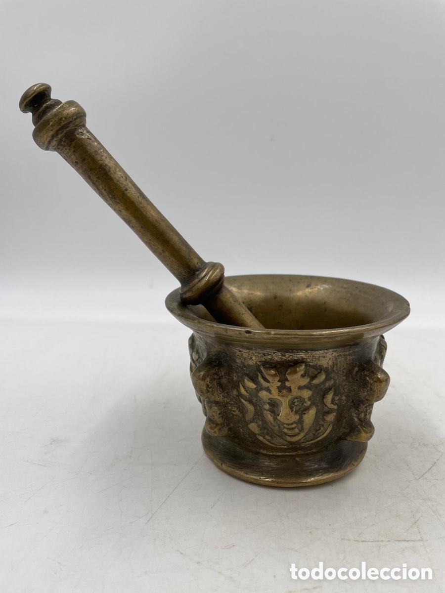 Antig&uuml;edades: Antiguo almirez o mortero de bronce - Foto 2