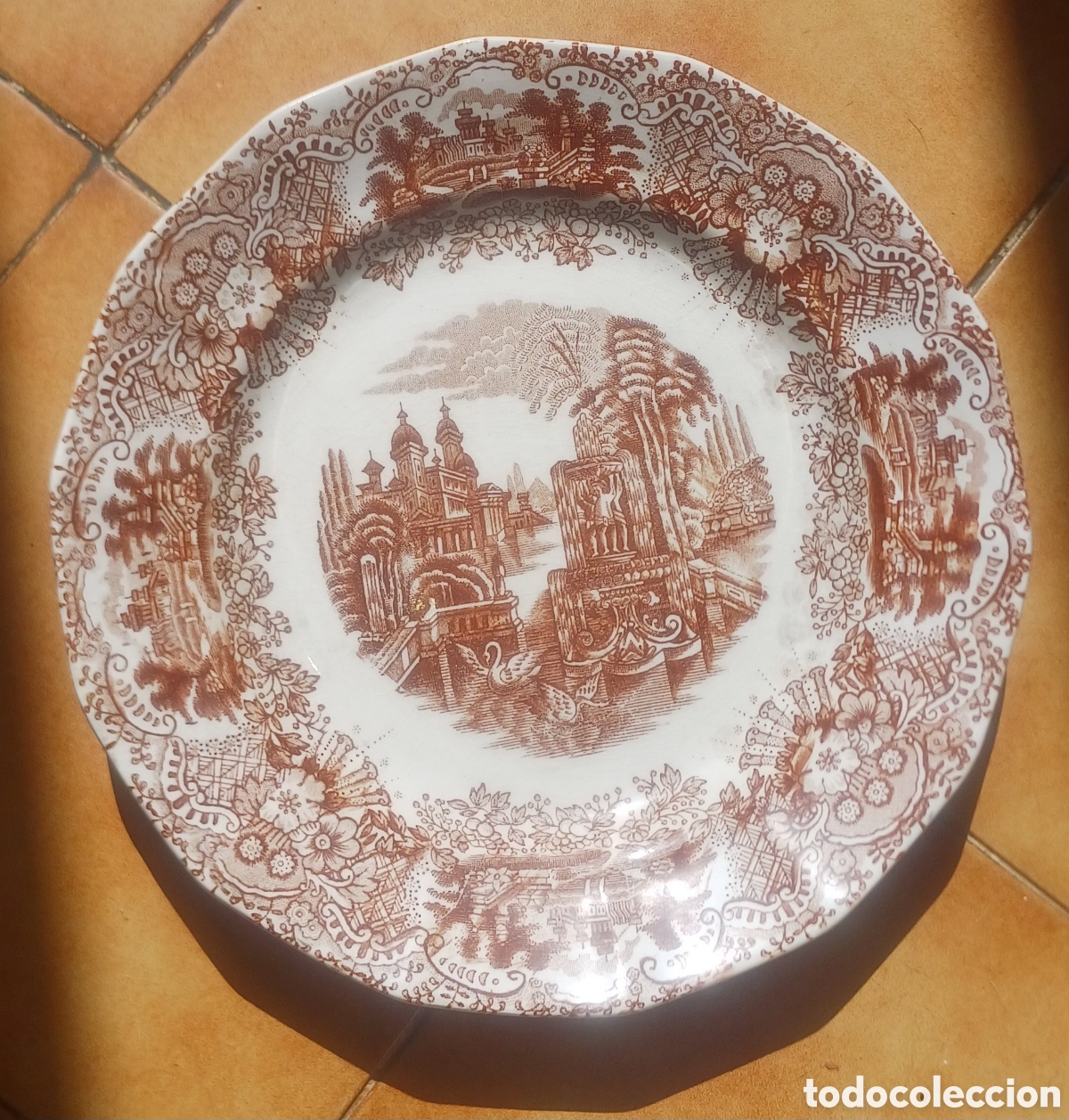 Antig&uuml;edades: Antiguo Plato de Loza Fina - La Cartuja de Sevilla (Pickman S.A.) *2*