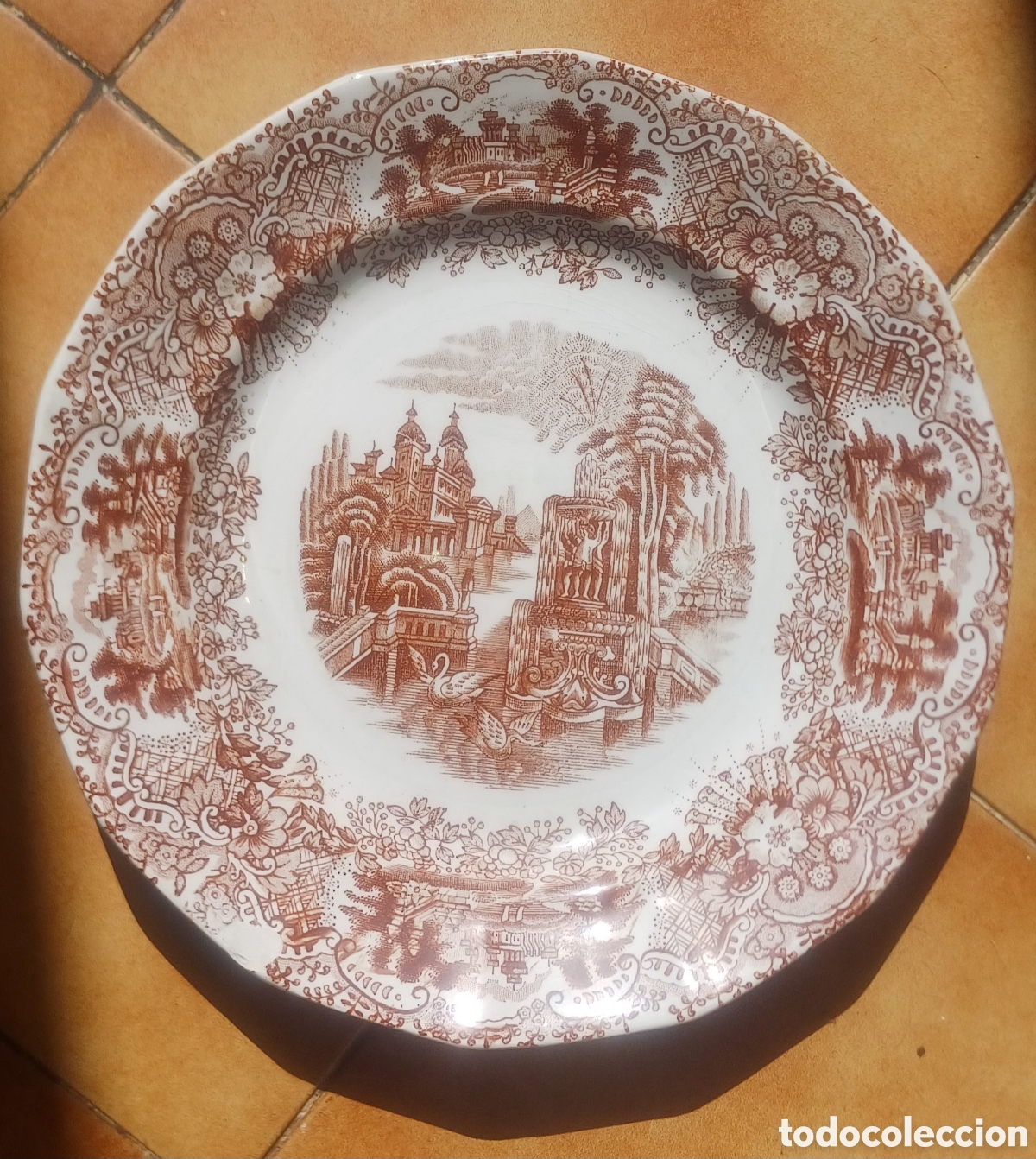 Antig&uuml;edades: Antiguo Plato de Loza Fina - La Cartuja de Sevilla (Pickman S.A.) *3*
