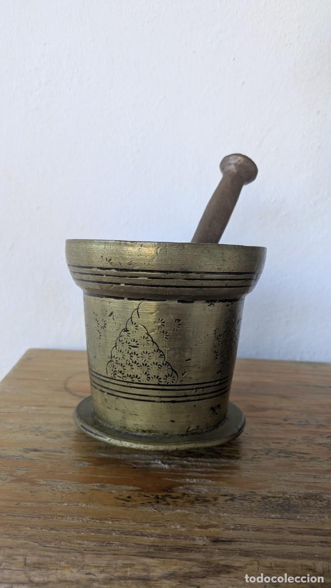Antig&uuml;edades: Gran Almirez Antiguo de Bronce Macizo &ndash; Siglo XIX &ndash; Gran Peso 3,5 Kg (Con Maza)