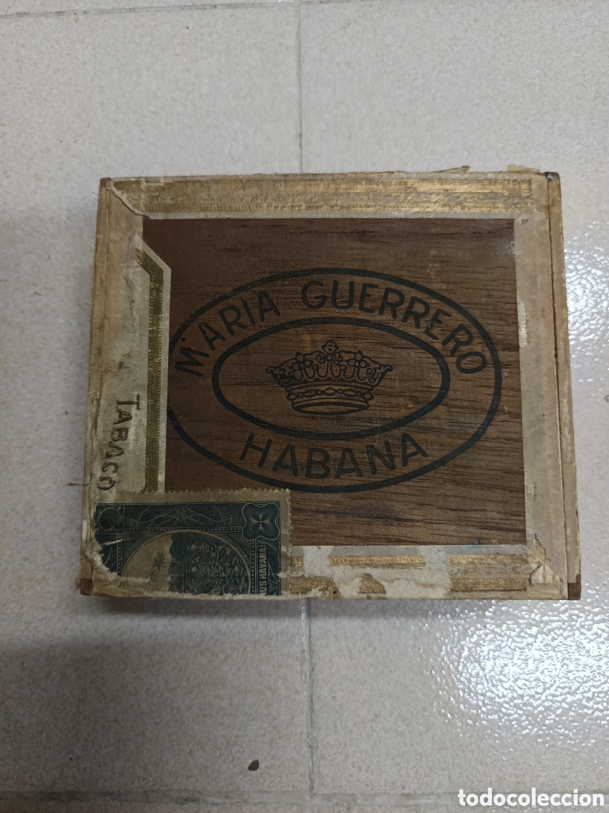 Antig&uuml;edades: Antigua caja de madera de puros - Foto 3