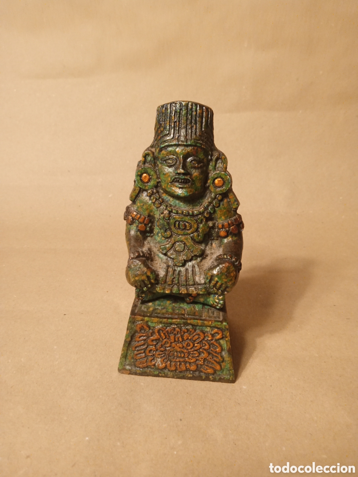 Antig&uuml;edades: Figura Dios Azteca a&ntilde;os 70, malaquita