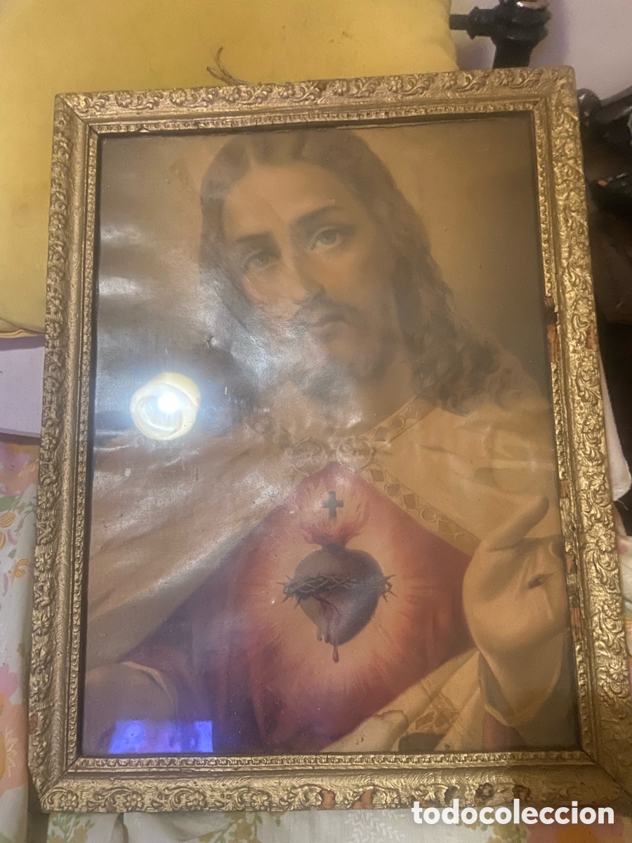Antig&uuml;edades: Antigua litograf&iacute;a del sagrado coraz&oacute;n de Jes&uacute;s