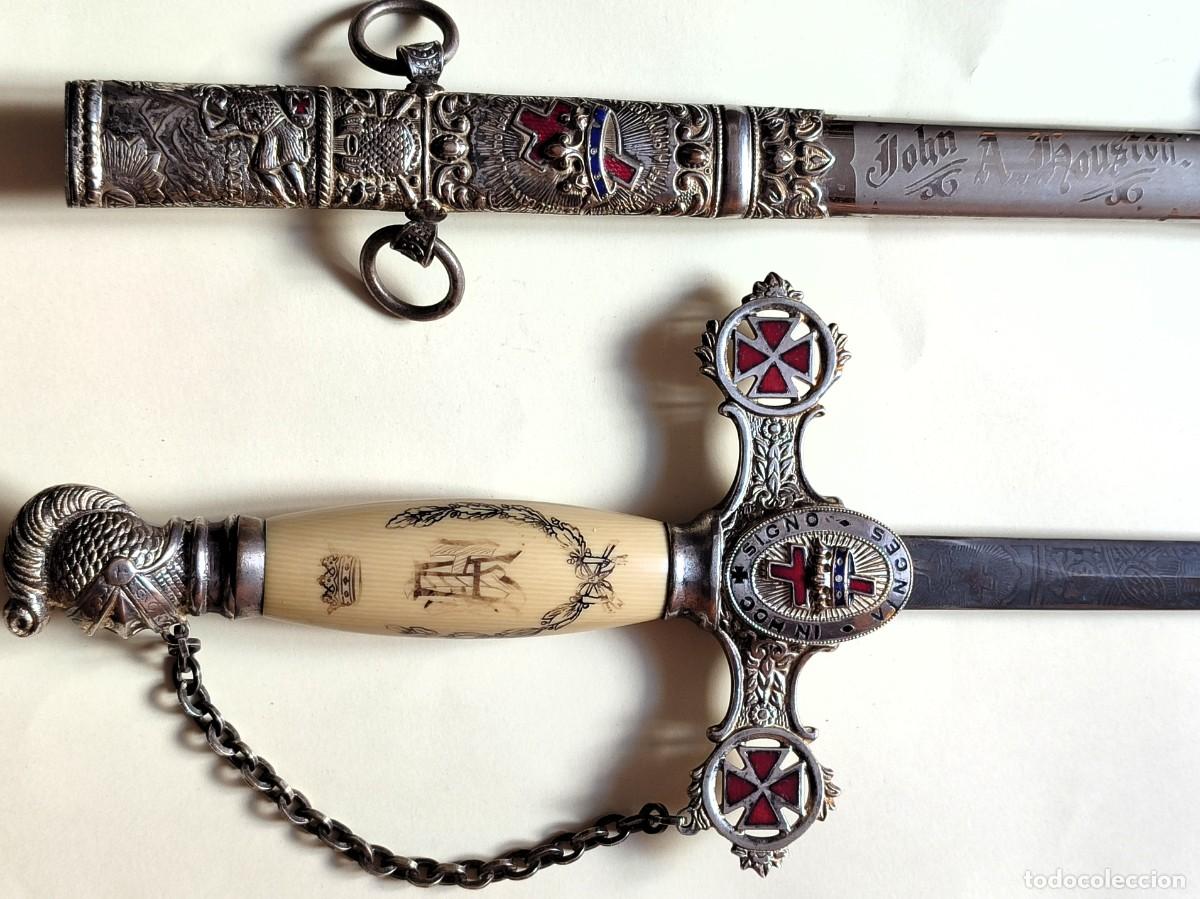 Antig&uuml;edades: Espada ceremonial antigua de los Caballeros Templarios Mas&oacute;nicos